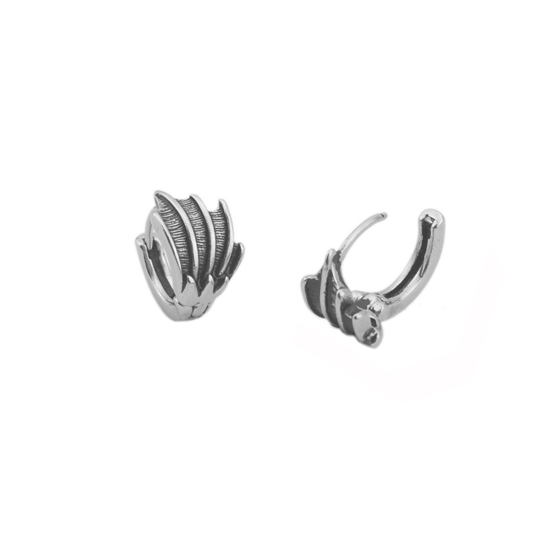 Gaya Unisex Anting Baja Titanium Sayap Setan Anting Telinga Gesper Pria Wanita Pasangan Preppy Style ins Earrings