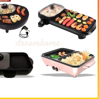 ➯ Panggangan Bbq Listrik 2in1 Hotpot Denki Steamboat Bbq Grill Pan ☝