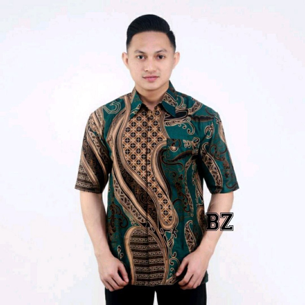 GROSIR BATIK HEM PRIA LENGAN PENDEK MOTIF BANYU MILI BAHAN ADEM &amp; NYAMAN