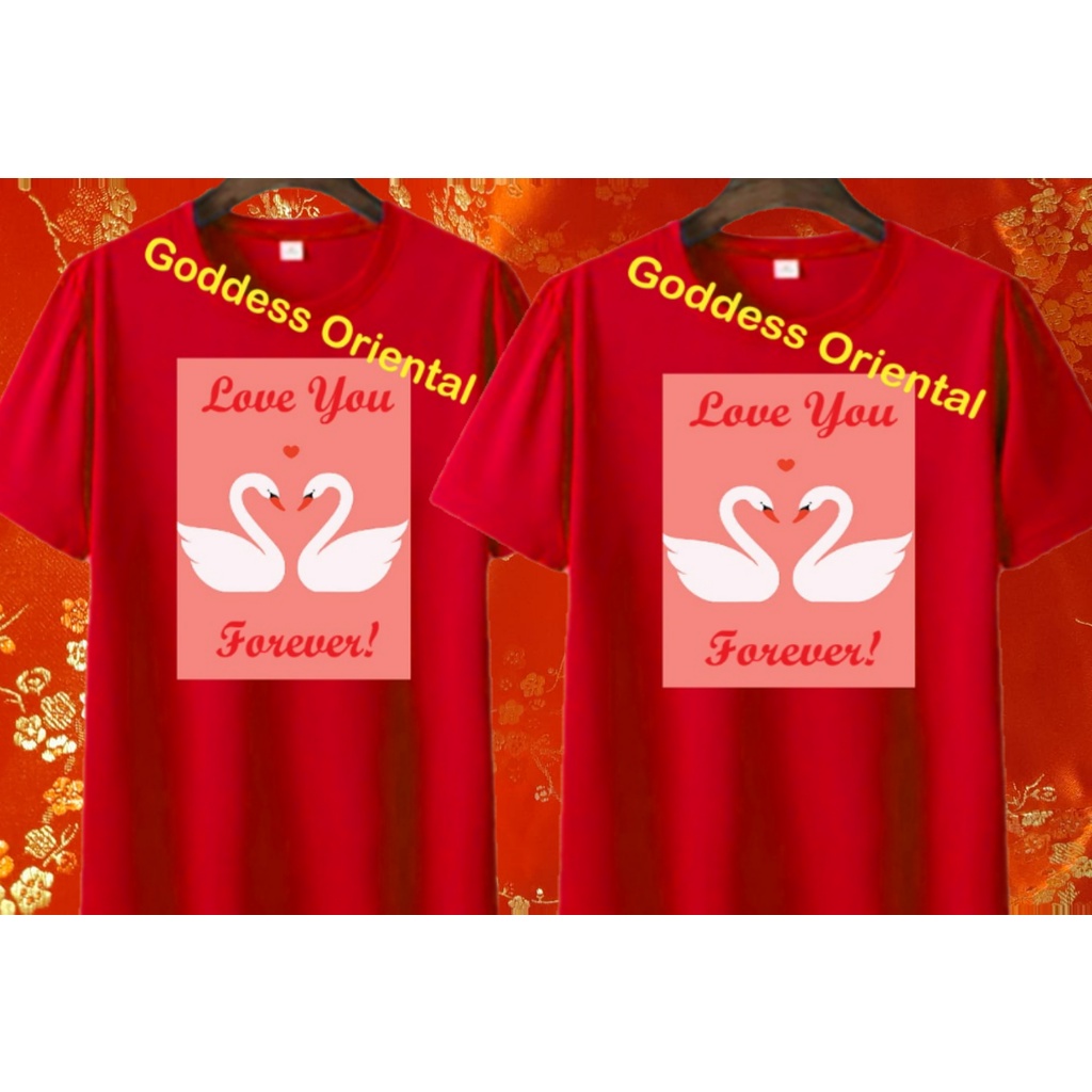 Kaos Valentine's Day Couple Shirts 2 pcs Hari Valentine Bebek Angsan Putih Cinta Swans In Love Heart