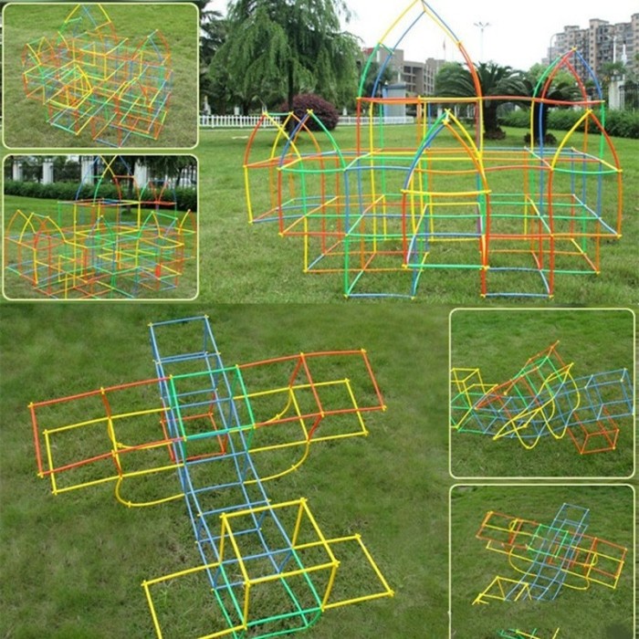Mainan Anak Sedotan Edukasi 4D DIy Pipe Magic Straw Konektor Join 50