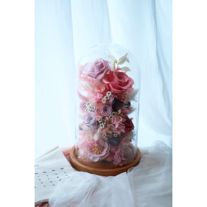 

(COD) Glass Dome XXL Jumbo Preserved Rose Flowers Valentine's Day Gift/Kado