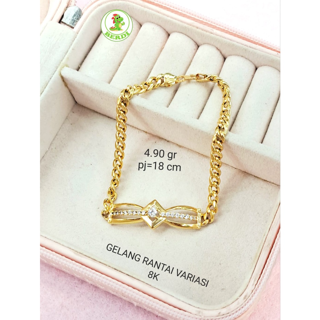 Gelang wanita dewasa rantai solid kadar 375 8k