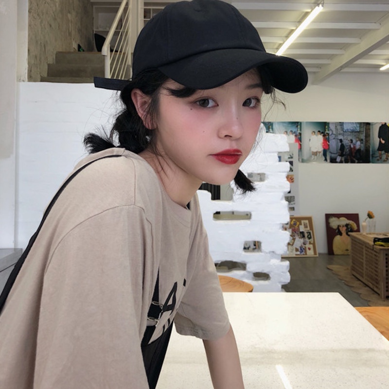 Topi Baseball Huruf Atas Lembut Kasual Versi Korea Simple