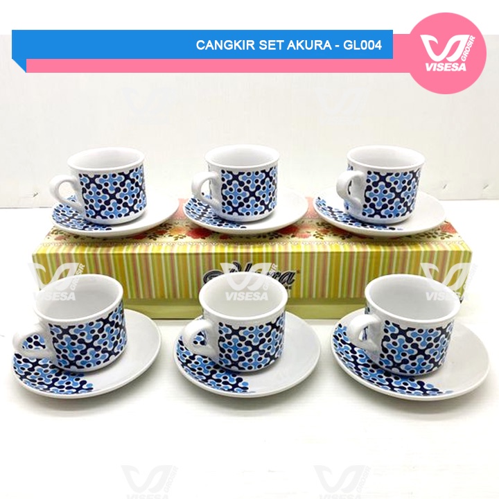 cangkir keramik tea set motif batik nikura akura
