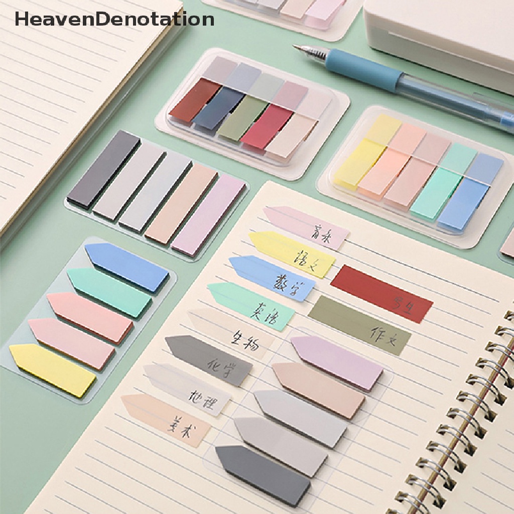 [HeavenDenotation] 100lembar Warna Vintage Lucu Transparan Sticky Notes Paster Stiker Kreatif Pet Notepad Indeks Bendera Titik Kunci Label Bookmark Alat Tulis HDV