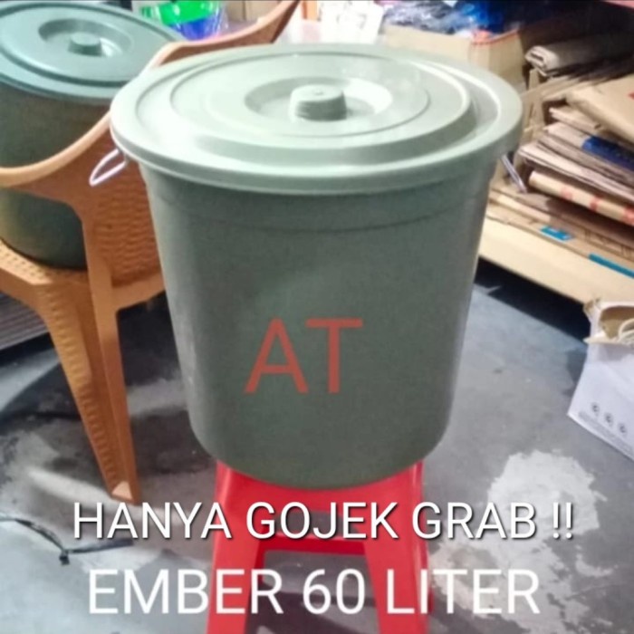 HANYA GOJEK GRAB! Ember Besar 60 LITER+TUTUP Plastik Tebal LIFE STYLE