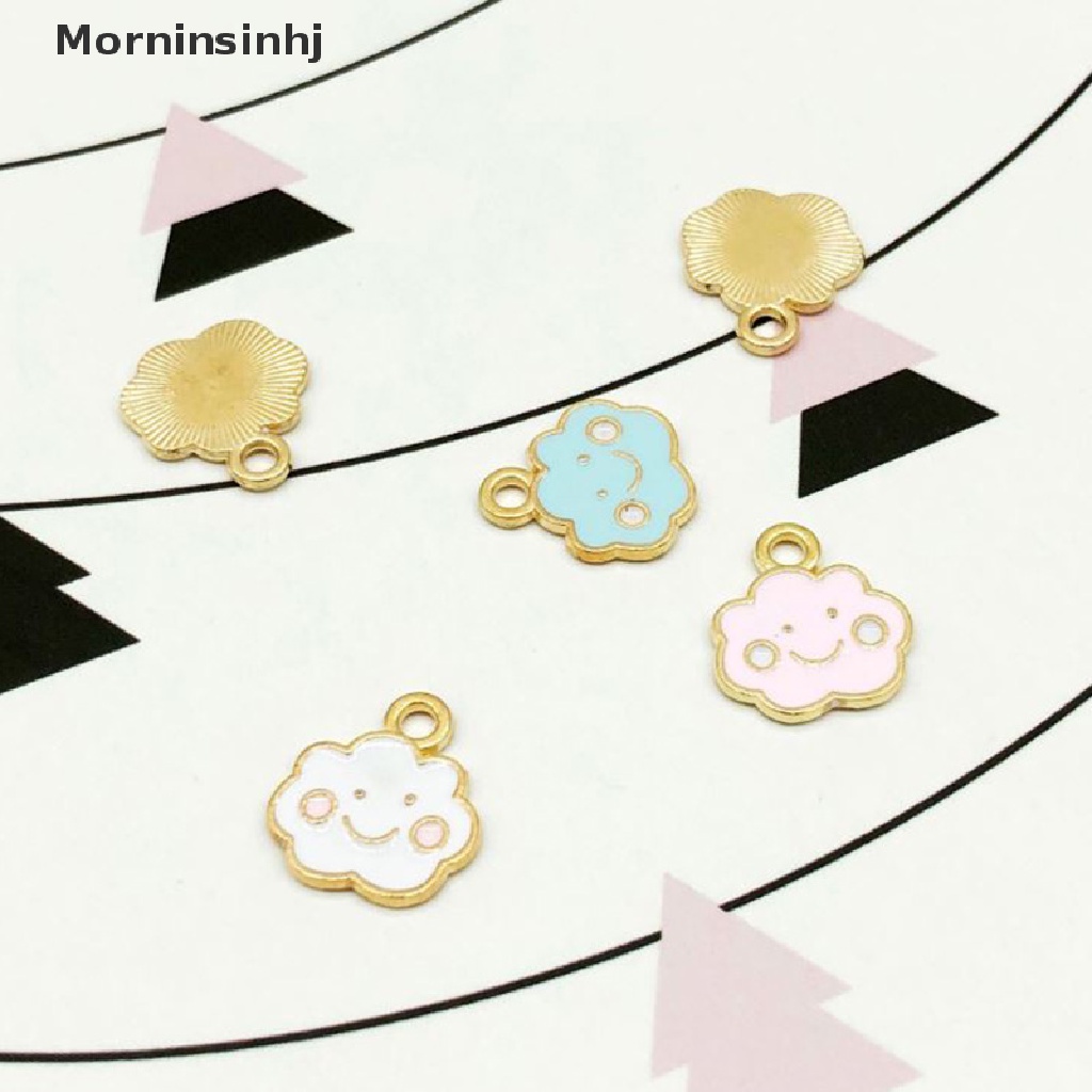 Mornin 10pcs/Set Enamel Alloy Awan Ch Liontin Temuan Perhiasan DIY Membuat Craft id