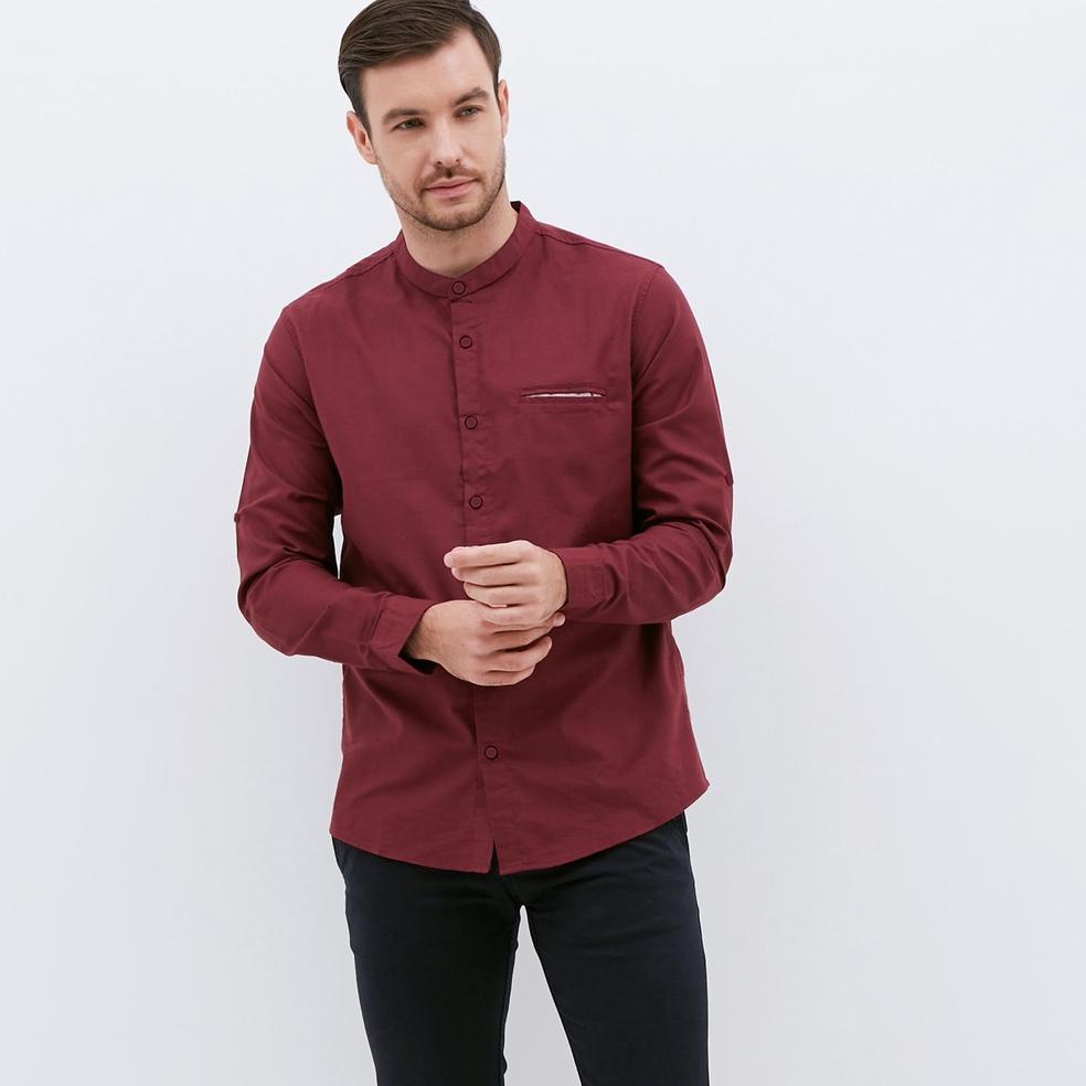 SUPER LARIS Z97 M231 Kemeja Pria Shanghai Polos Oxford Panjang Maroon 1552B ㊛