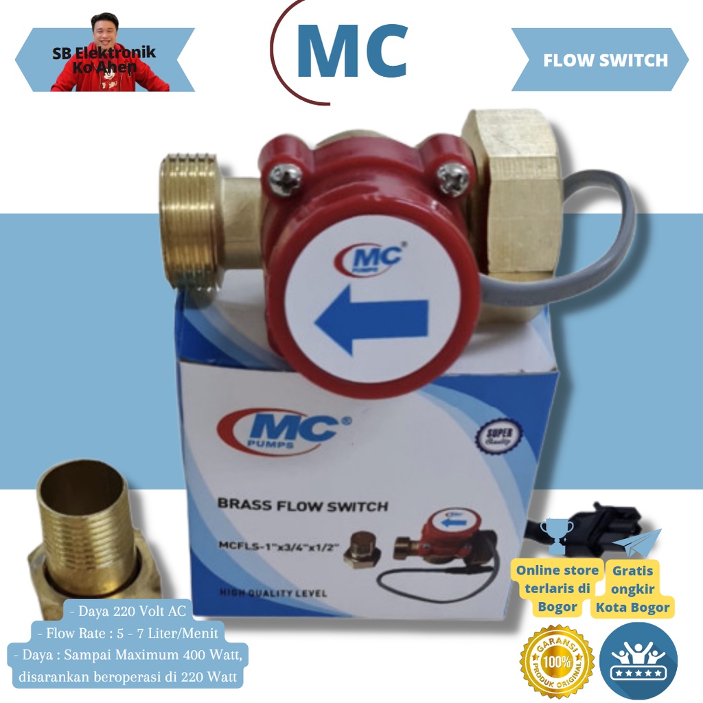 Flow Switch Pompa Air 1 - 3/4" atau 1 - 1/2" (Otomatis Pompa Dorong)