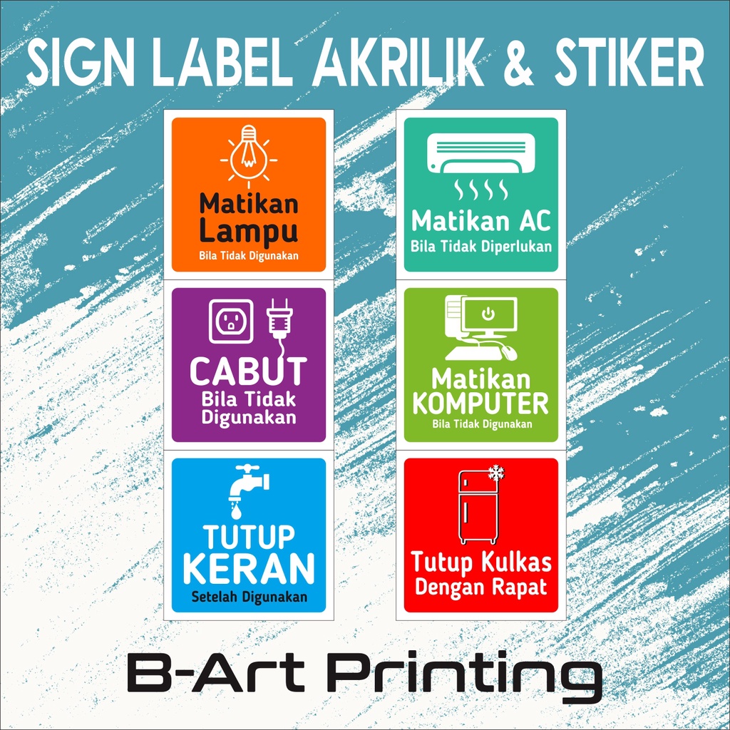 MURAH Sticker Waterproof Hemat Energi MATIKAN LAMPU MATIKAN KOMPUTER MATIKAN AC TUTUP KRAN KERAN AKRILIK