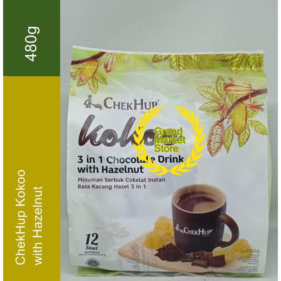 

Chek Hup 3in1 Kokoo Hot Chocolate With Hazelnut 480g Chekhup Kokoo Chocolate Drink & Hazel