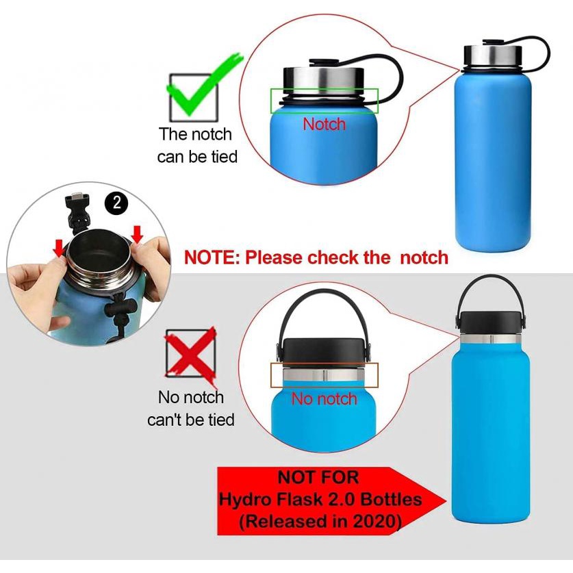 Bunga Mulut Lebar Aquaflask Aksesoris Hydroflask Portabel Pegangan Tali Botol Air Tali Bahu Pegangan Paracord Dengan Gesper Gunung