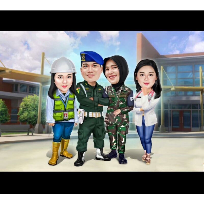 Edit karikatur TNI/karikatur tentara/(SOFTFILE)/custom foto/hadiah farewell perpisahan