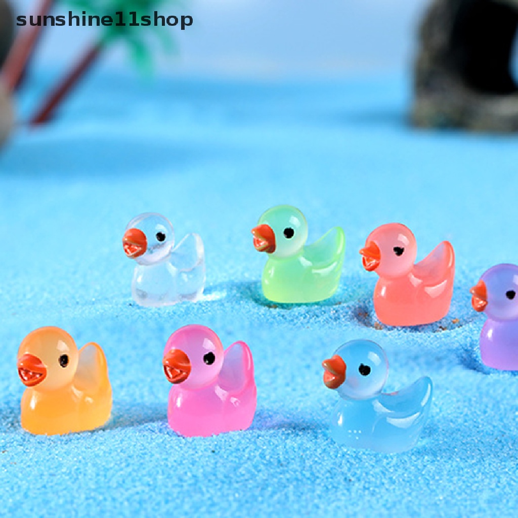 Sho 10Pcs Ornamen Mikro Bebek Kecil Bercahaya Animal N