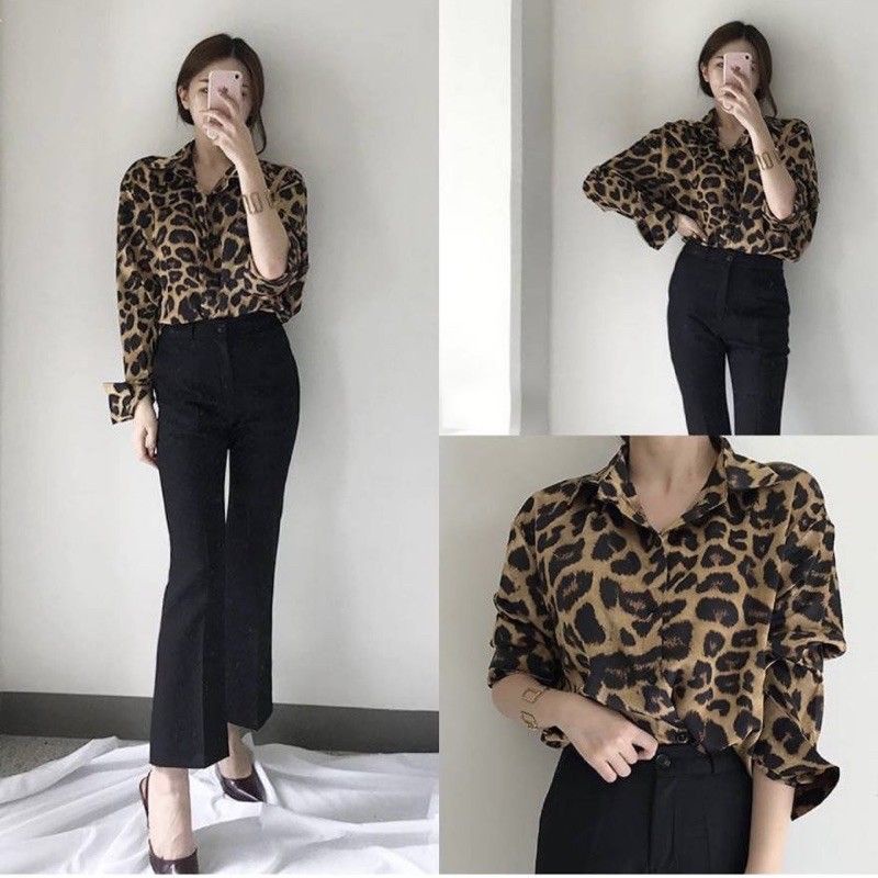 kemeja leopard / kemeja wanita / blouse leopard