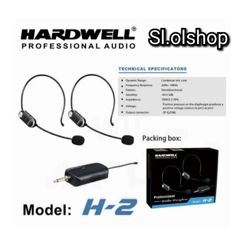 Mic Bando Headset Wireles Hardwell H2/H2 Mic Wireless Kualitas Terbaik