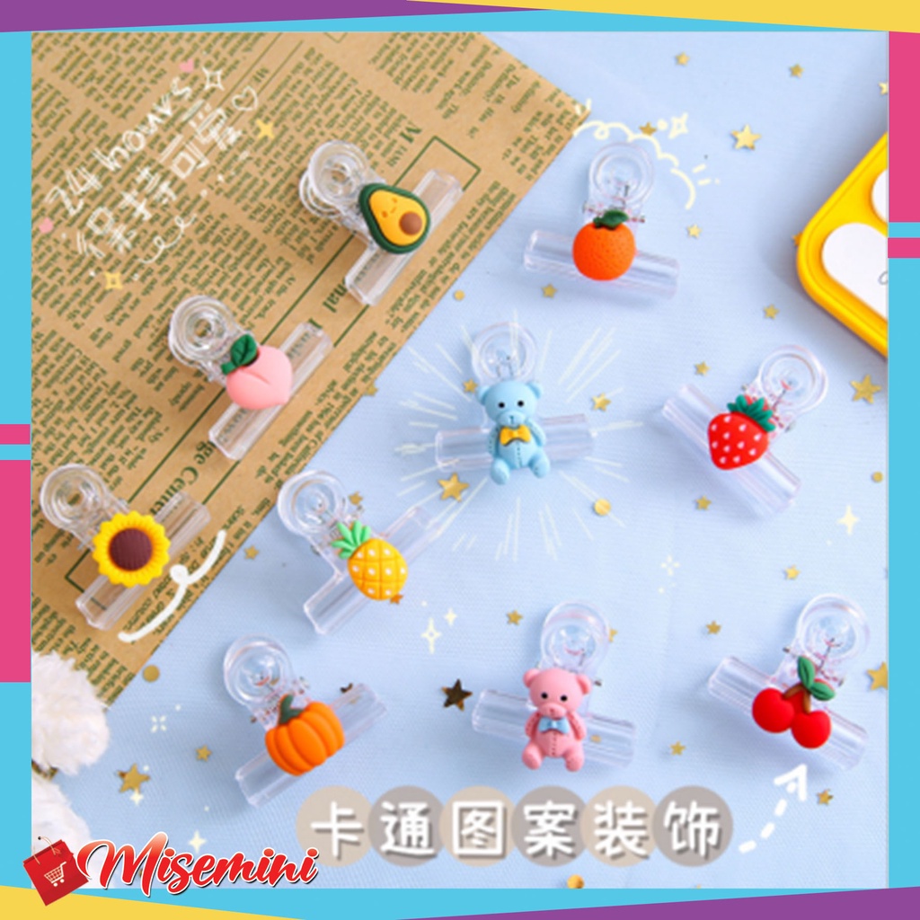 

Ⓜ️ Ⓜ️Binder Clip Penjepit Kertas Plastik Motif Buah Penjepit Serbaguna Transparan