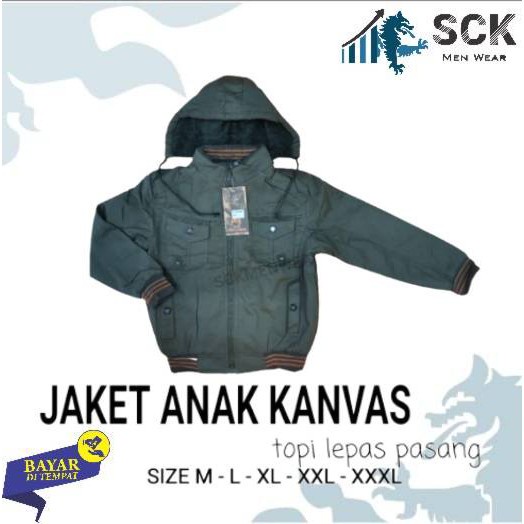 Jaket Kanvas Dalam Bulu Anak Cowok Cewek 5310 5312 5315 Unisex Topi Lepas Pasang Usia 3-8Th - sckmenwear GROSIR