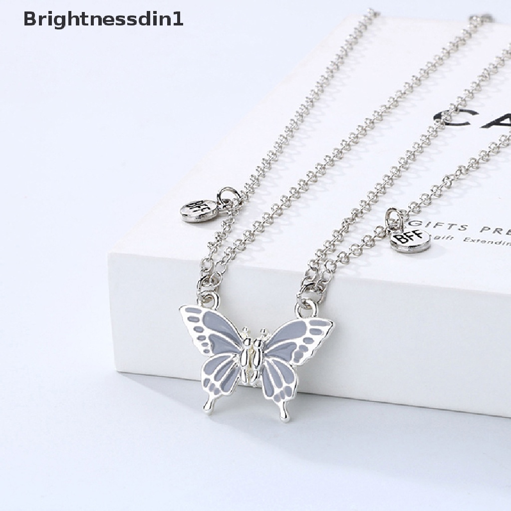 [Brightnessdin1] 2 Pcs Best Friend Butterfly Necklaces BFF Kalung Persahabatan Untuk 2perempuan Kekasih Pasangan Kalung Jarak Jauh Hadiah Ulang Tahun Butik