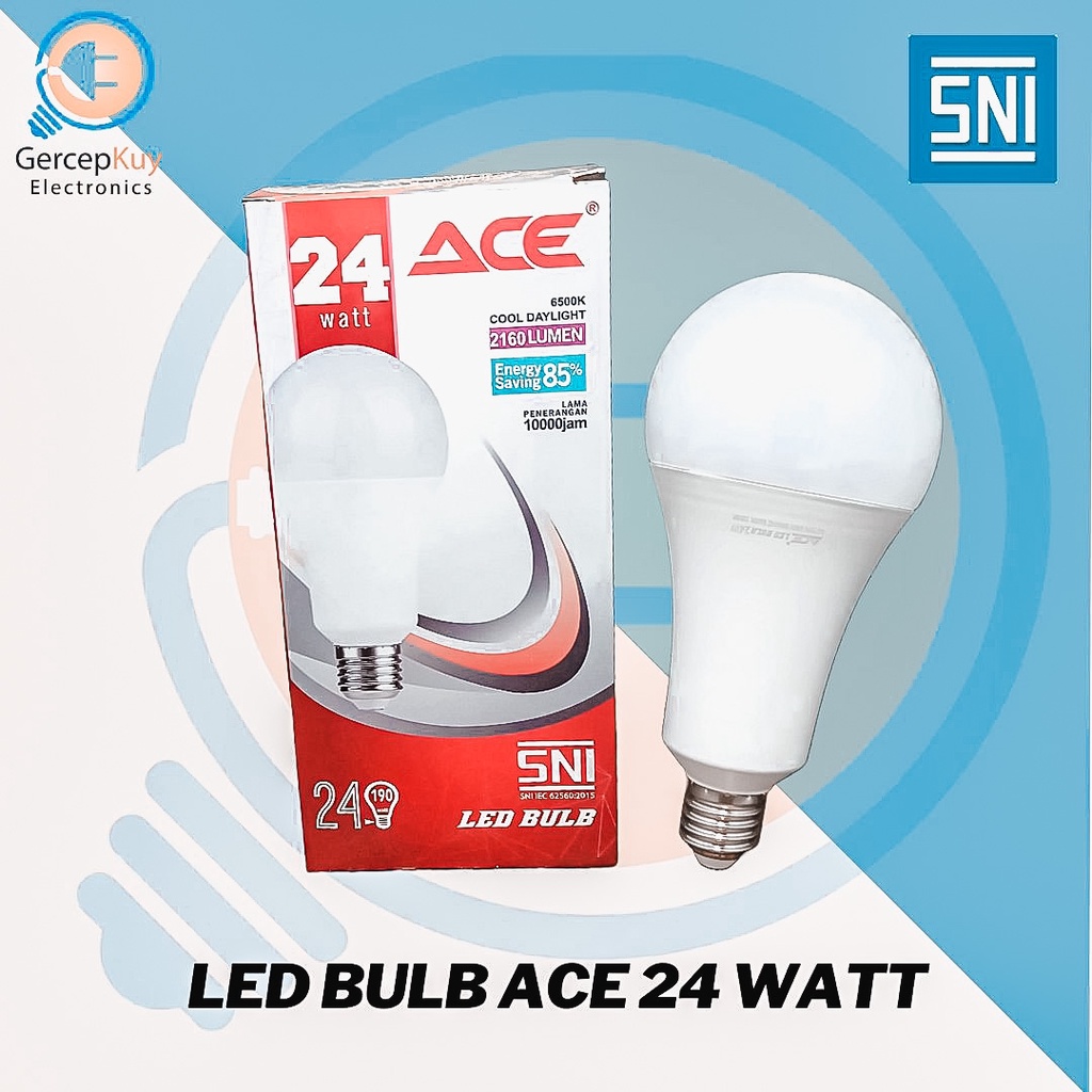 Lampu LED Bulb ACE Putih 24W / 24Watt Putih Garansi E27