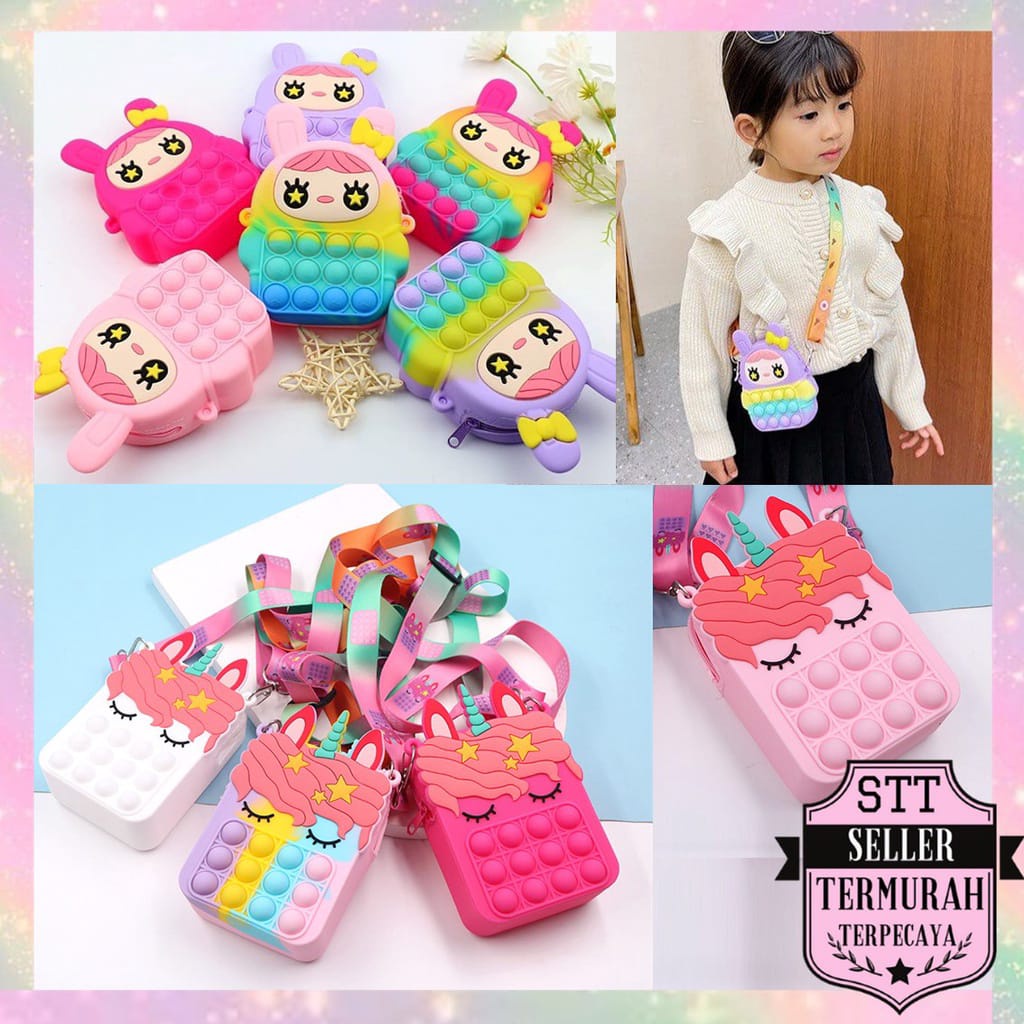 [rumahbayipdg] Tas pop it anak unicorn tas selempang anak lucu