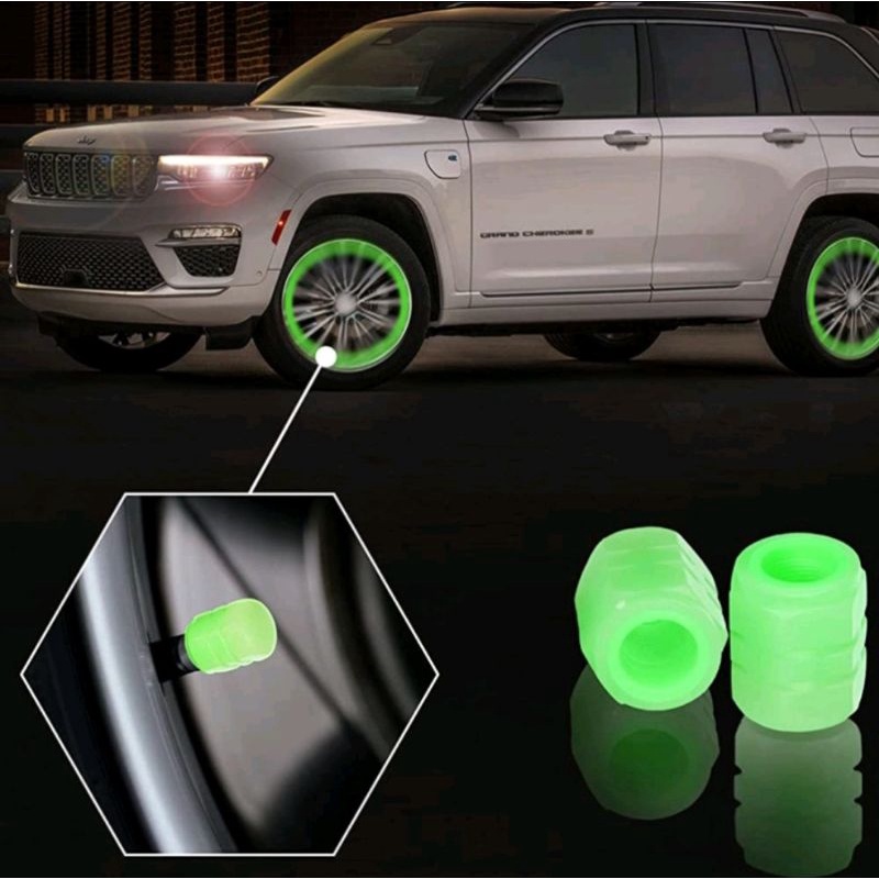 2pc Tutup Pentil Ban motor mobil glow in the dark Glowing neon