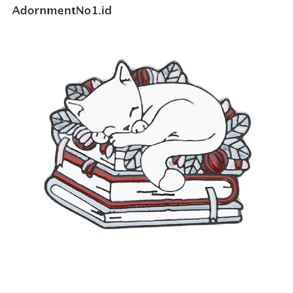 [AdornmentNo1] Kucing Membaca Buku Enamel Pin Kartun Tidur Anak Kucing Bros Lucu Buku Kekasih Hewan Lencana Tas Pakaian Lapel Pin Perhiasan Hadiah [ID]