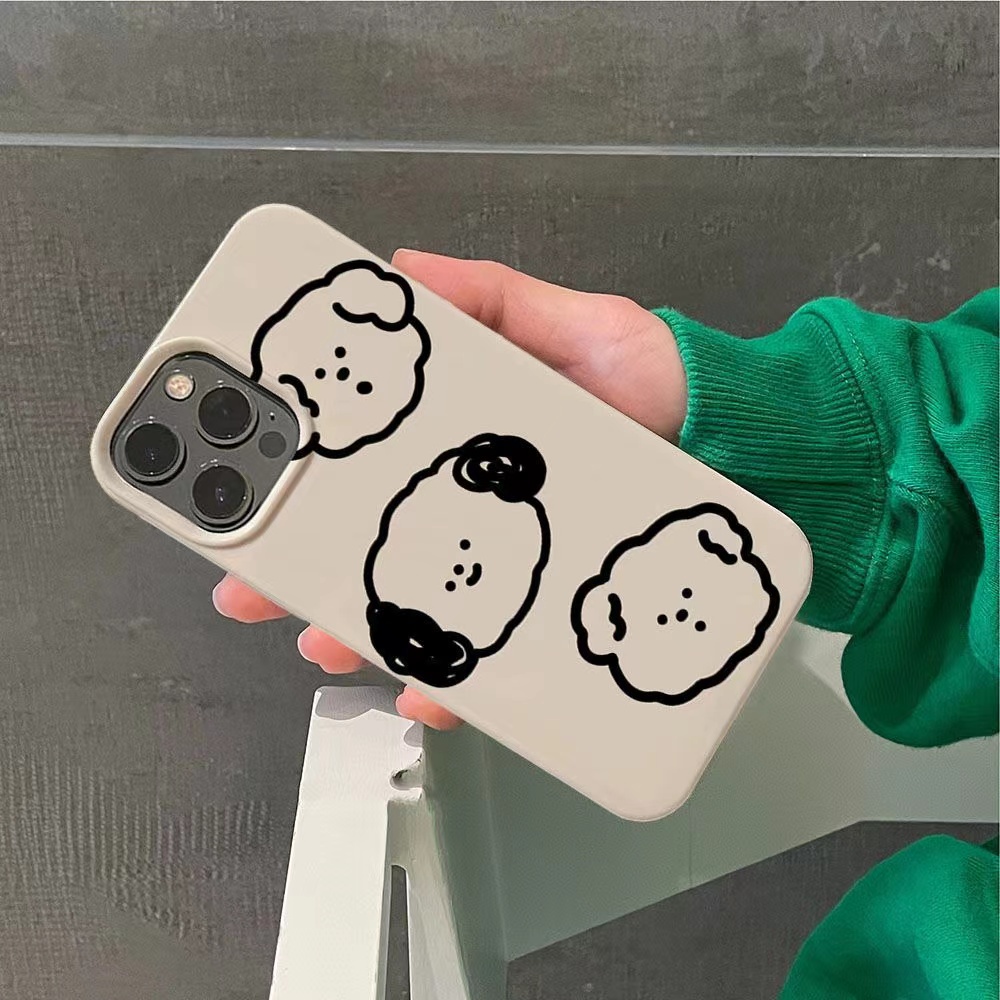 Ins Line Motif Anjing Cocok Untuk Iphone14 14pro 14plus 13 13pro 13prm13mini iPhone 11 12mini 7Plus 8Plus Xr XS 13 12 Pro Max Empat Sudut Casing Ponsel Tahan Guncangan