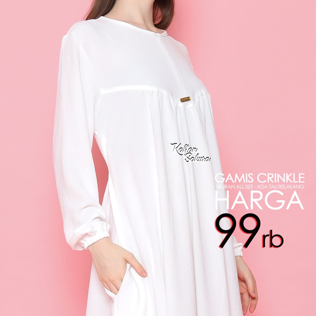Gamis Kringkel Premium Airflow Long Dress Wanita Muslim bahan Crinkle untuk Pesta Kondangan Lebaran