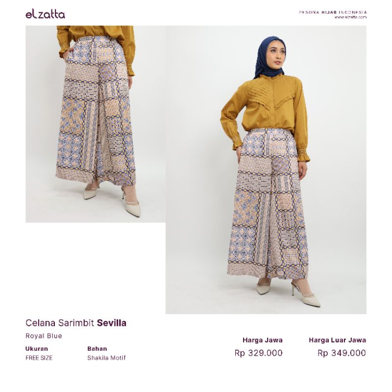 ELZATTA HIJAB BAWAHAN CELANA PALAZZO MOTIF TERBARU CELANA SARIMBIT SEVILLA