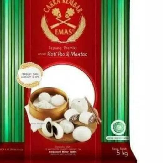 

♦ Tepung Terigu Cakra Kembar Emas Bogasari (Roti Pao & Mantao) 5 kg ❉