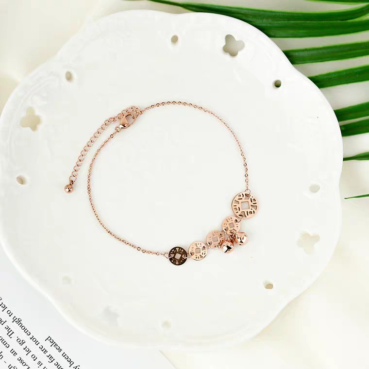 Gelang Kaki Hypoallergenic Lapis Titanium Steel 18k Rose Gold Anti Pudar