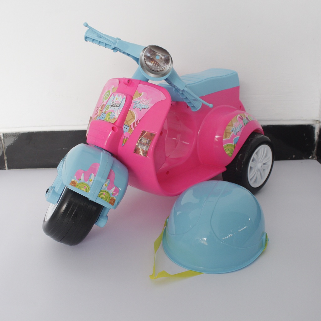 Vespa Kecil Push Fun Bike Mainan Sepeda Dorong Anak Balita Plus Helm Roda 3 FD 307