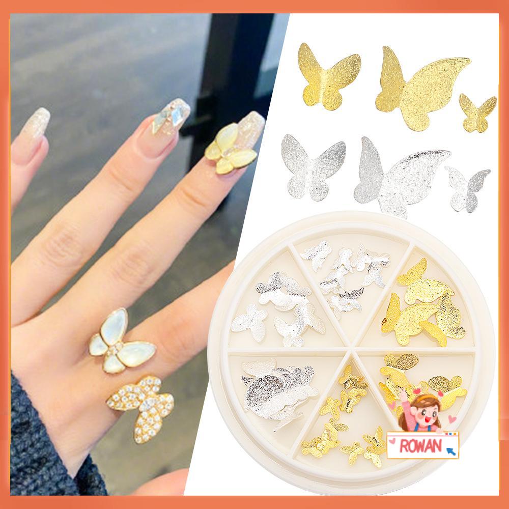 R-flower Nail Art Dekorasi Logam Decals Glitter Studs 3D