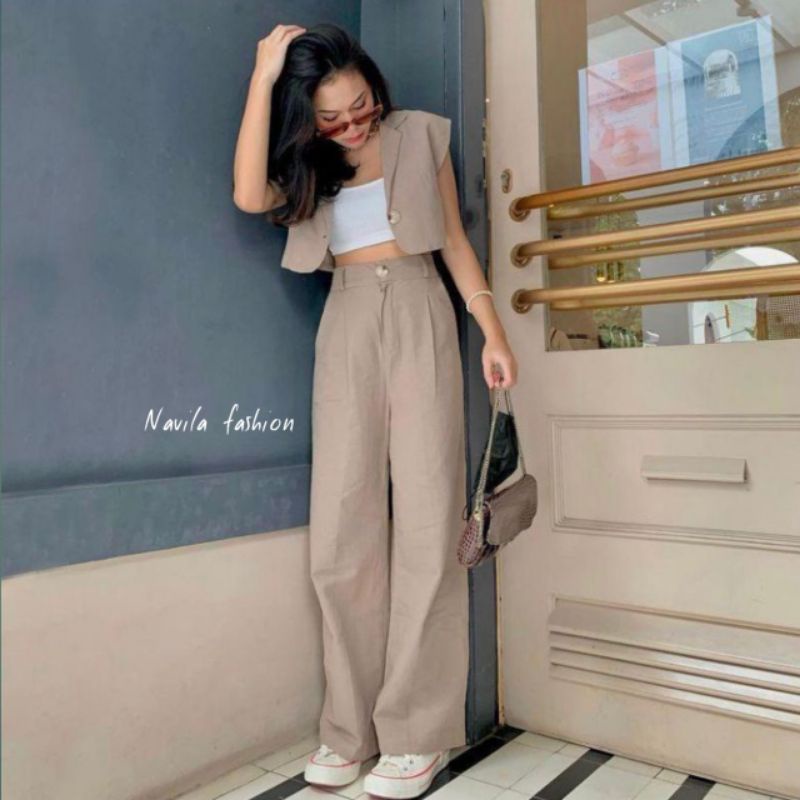 KULOT LINEN M L XL CELANA PANJANG KULOT HIGHWAIST SEOUL KULOT LAURA SLIM KULOT LINEN