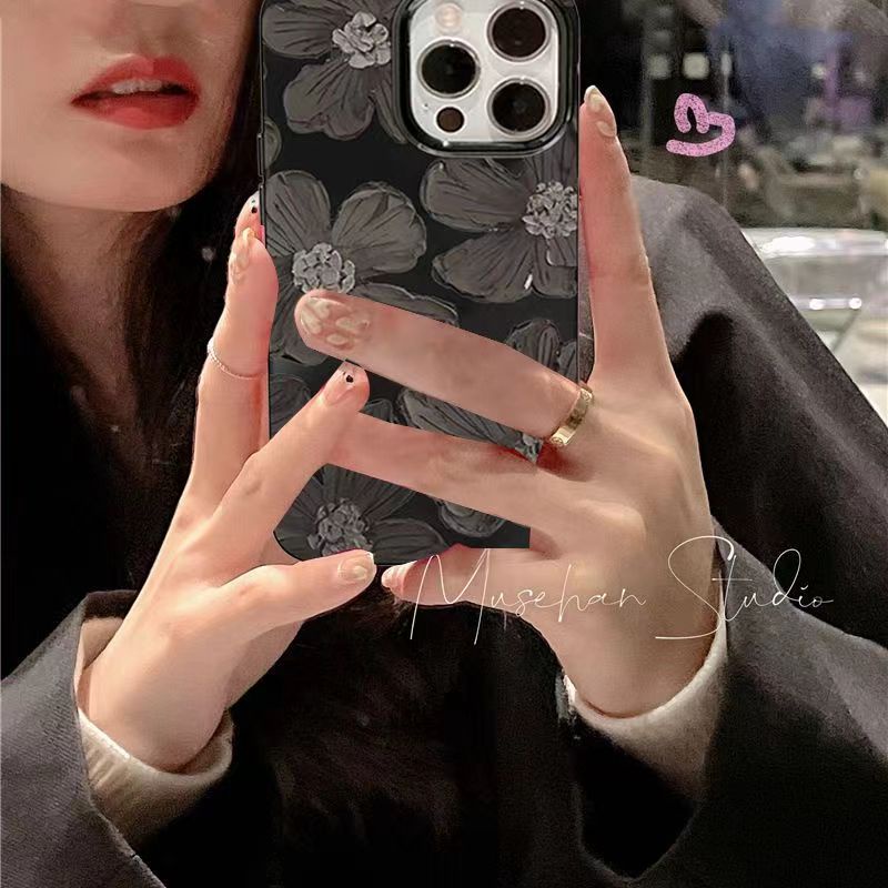 IPHONE Ins Pola Bunga Cocok Untuk Iphone14 14pro 14plus 13 13mini 13pro 13prm iPhone12 7Plus 8Plus Xr XS 13 12mini Pro Max TPU Empat Sudut Casing Ponsel Tahan Guncangan