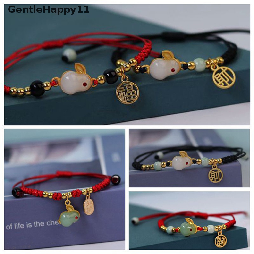 Gentlehappy 2023tahun Kelinci DIY Seni Kerajinan Gelang Tali Merah Dikepang Gelang Liontin Gelang Untuk Pacar Anak Siswa Hadiah Lucu Mengenang Anyaman Tangan Tali Perhiasan id