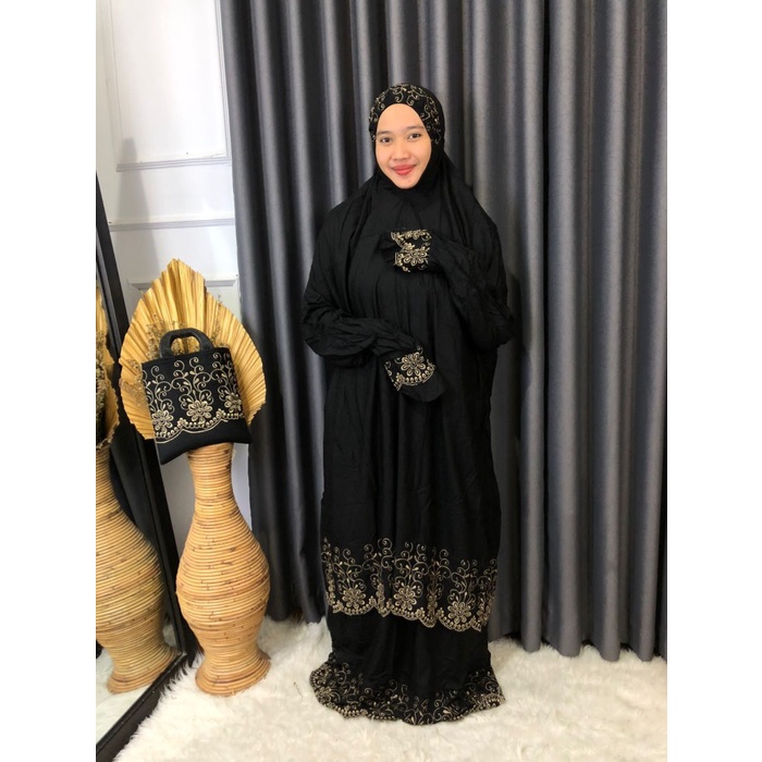 Mukena Potongan Berlengan Tunik Bahan Rayon Mix renda cantik - RANDOM