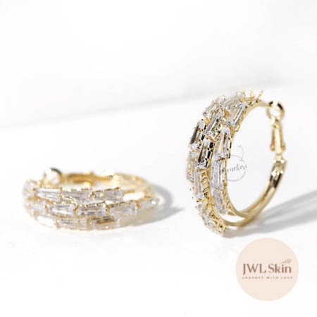 DARA Anting Tusuk Silver 925 Perak Bulat Besar Berlian Bulat Ring Diamond