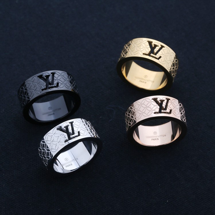 Cincin Import Jerman Untuk Wanita | Cincin Desain Huruf V Model Hollow | Aksesoris Pasangan Bahan Stainless Steel