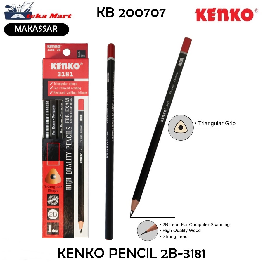 

[BOX/12PCS] KENKO PENCIL 2B 3181 PENSIL KAYU