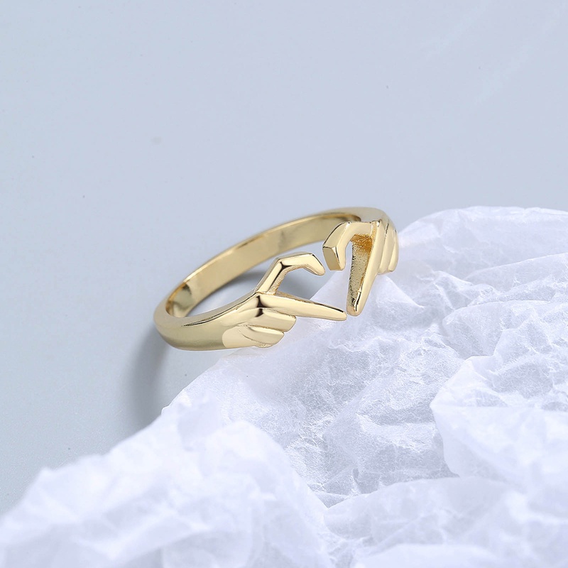 Romantis Tangan Dari Jantung Cincin Geometris Palm Cinta Gerakan Pasangan Fashion Rings Grosir Perhiasan Pasangan Pernikahan Rings