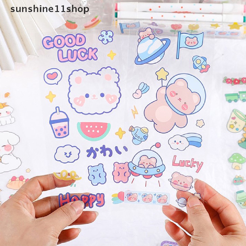 Sho 5lembar Kawaii Lucu Stiker Kartun Hewan Jurnal Stiker Tanpa Jejak Tahan Air Stiker Hias DIY Alat Tulis Perlengkapan Seni N