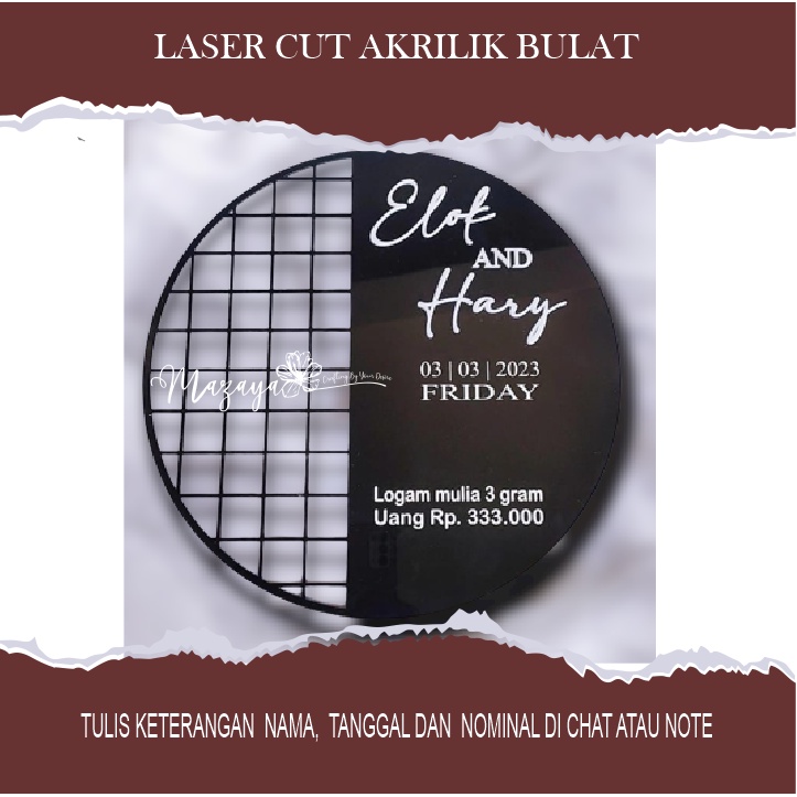 Laset cut akrilik bulat ( nama timbul)