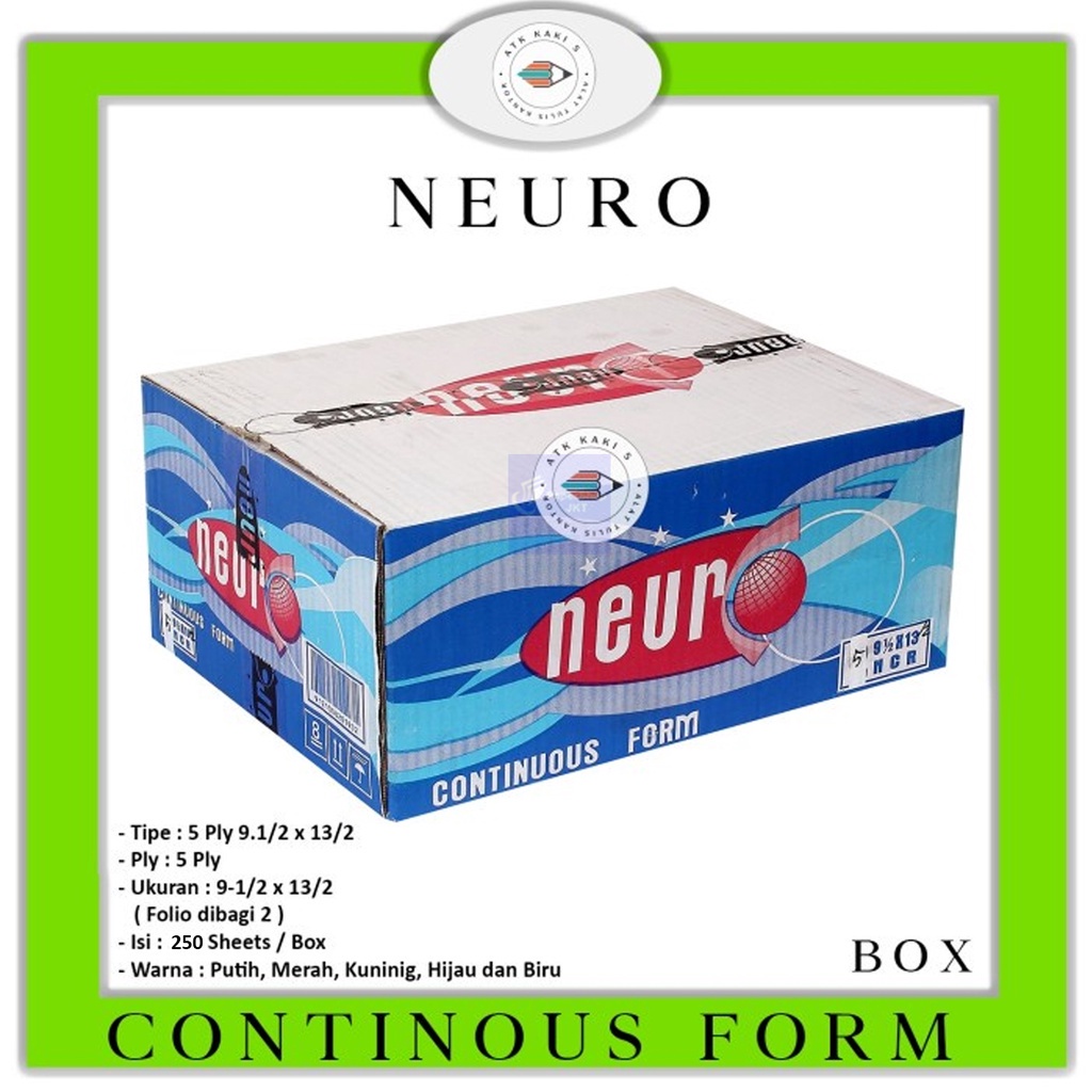 

NEURO - Continous Form K 5 Ply 91/2 x 13/2 - Folio Dibagi 2 - NCR - Box