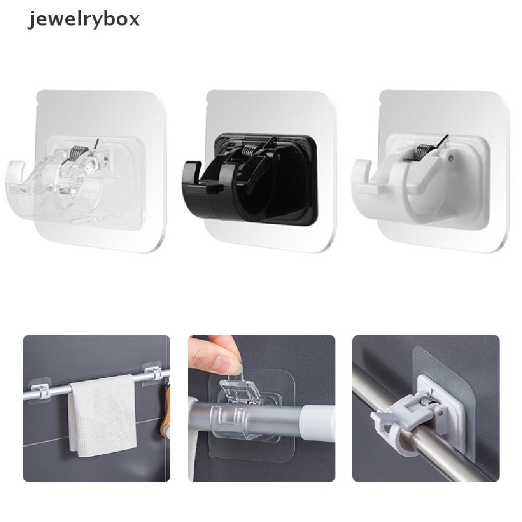[jewelrybox] 2pcs Self Adhesive Curtain Rod Punch-free Tirai Batang Klip Pengait Holder Butik