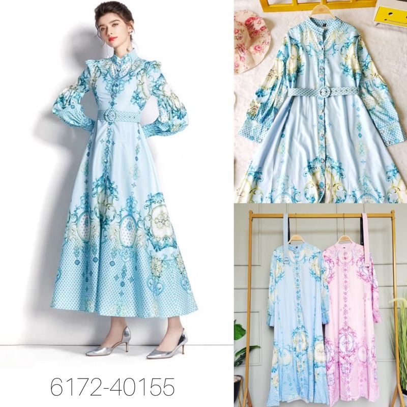 Gamis Aurelia Gamis Bangkok lengan balon Free belt dress zimer