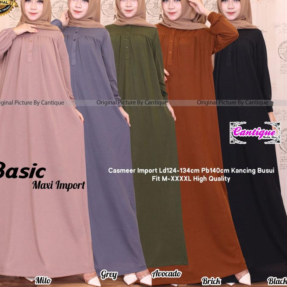 Bisa Basico Maxi Import Original By Cantique Gamis Jumbo Gamis Busui Gamis Kaos Import Gamis Polos G