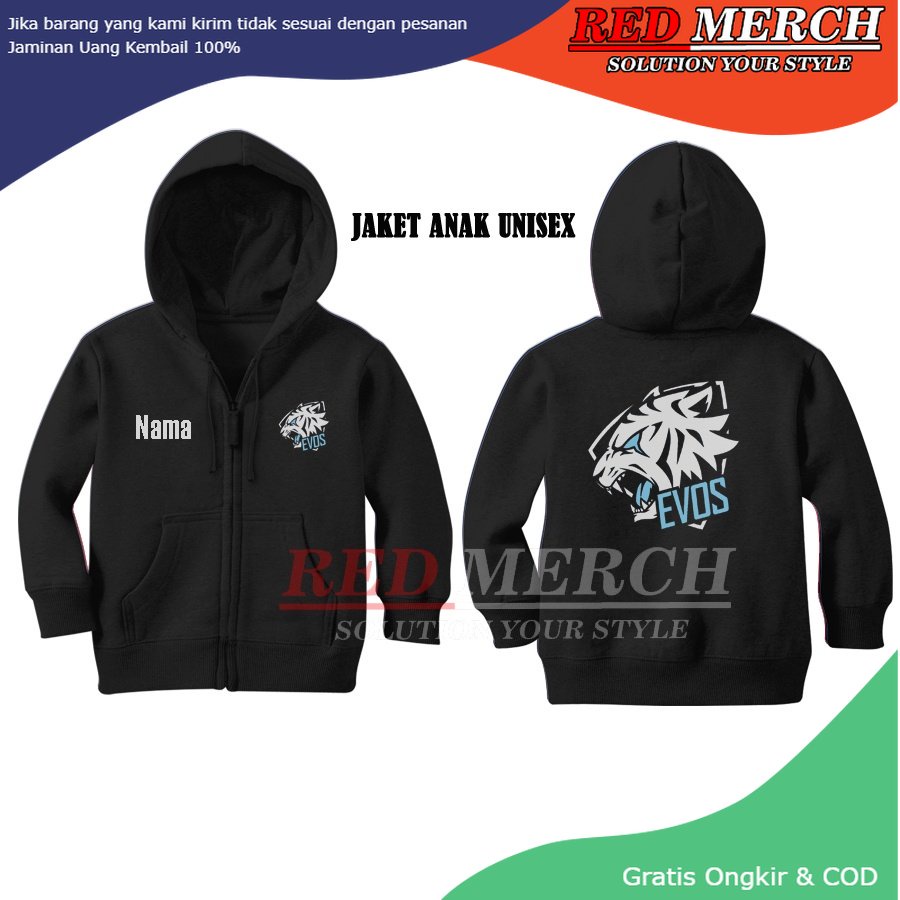 jaket zipper anak evos esports team